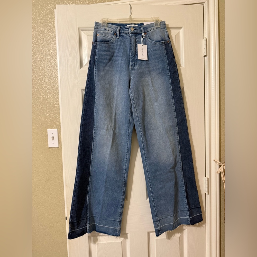 Jessica Simpson Freesia Wide Leg Two Tone Jeans